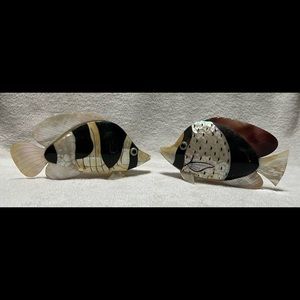 Wood and Shell Deco Fish set of 2